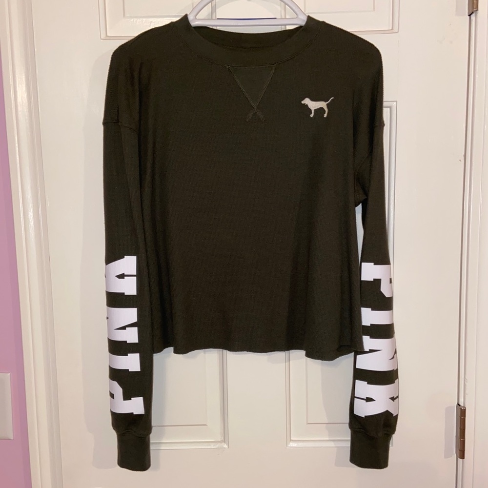 Cropped Victoria’s Secret Pink thermal tee